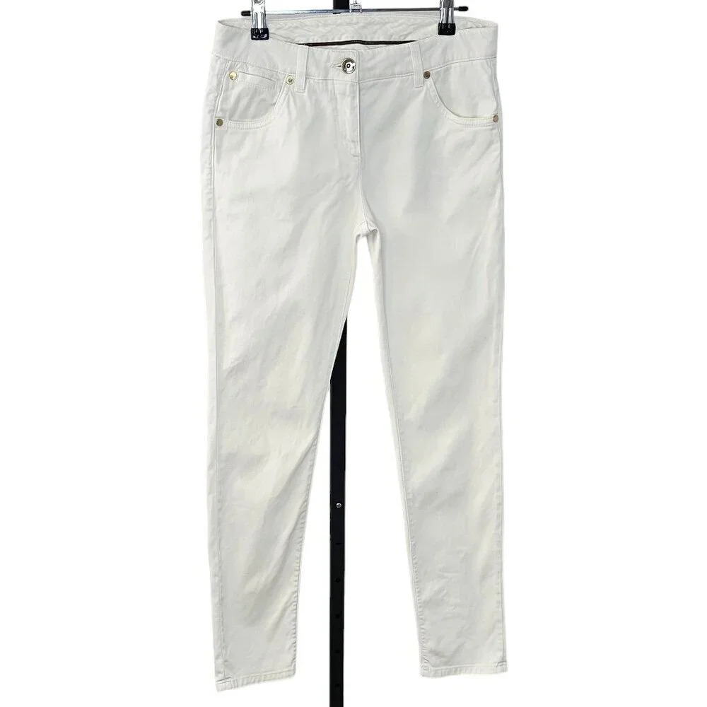 Brunello Cucinelli Womens  Skinny Fit Jeans in White Low-Mid Rise Size 6